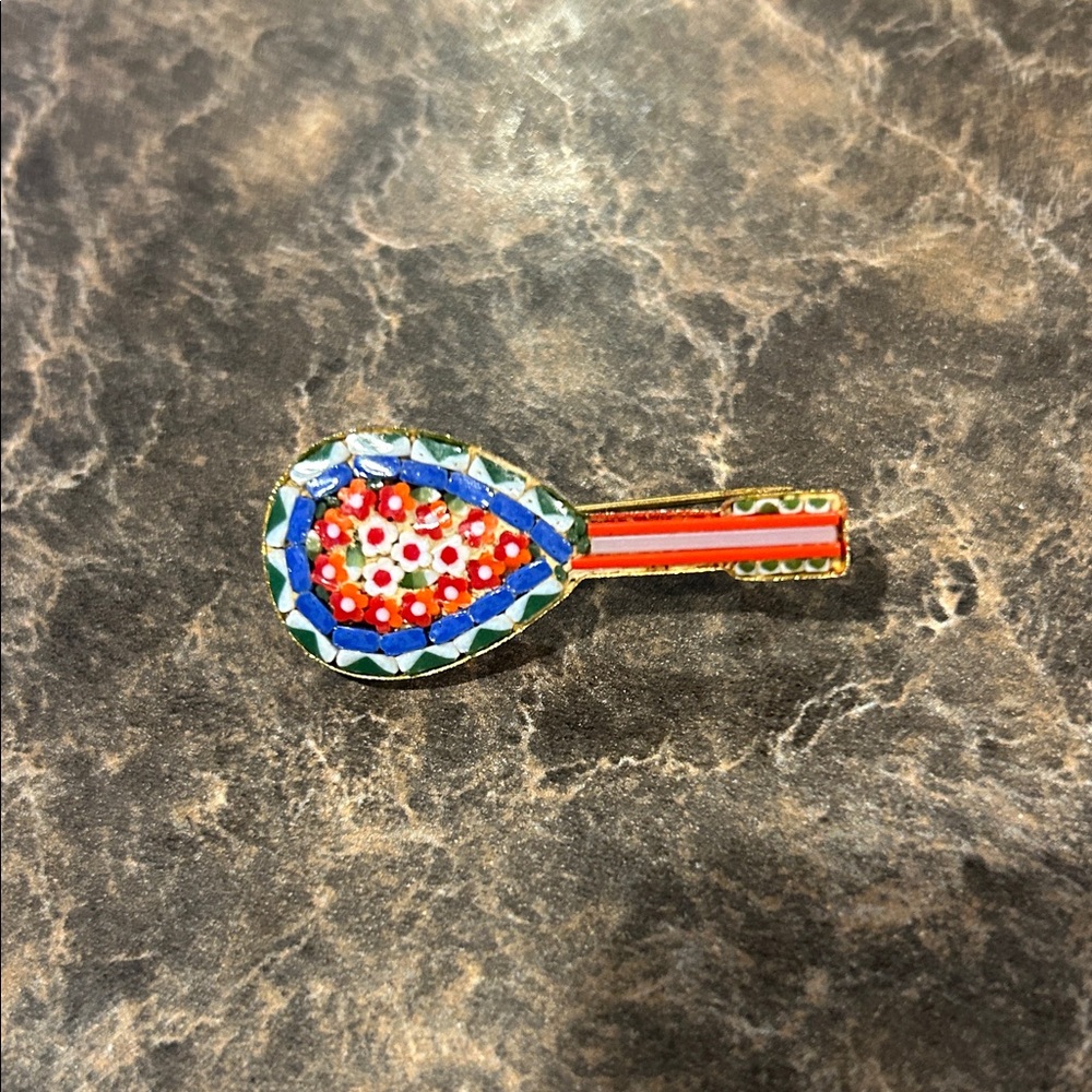 Vintage Micro Colorful Mosaic Pin.